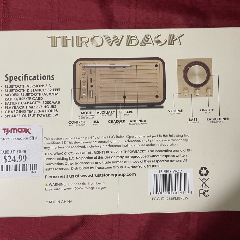Vintage Wireless Speaker - Brown and Cream - Picture 2 of 2
